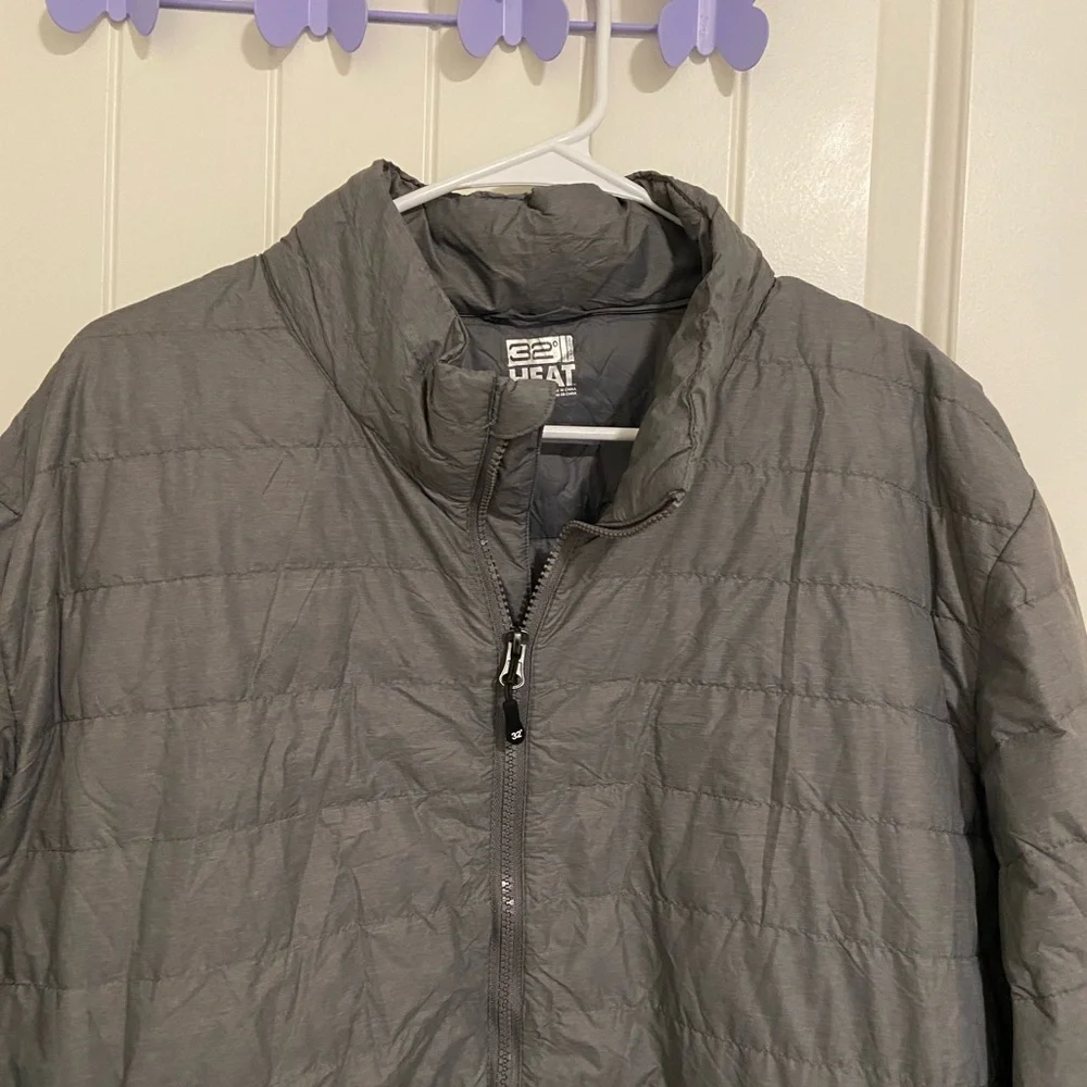 EUC 32 Degrees heat men’s‎ gray down filled active packable jacket coat XL